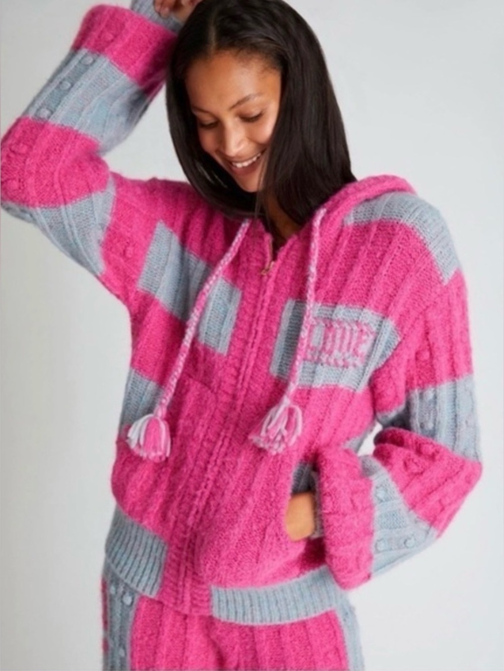 LoveShackFancy NEW Alpaca Wool Tirzah Passion Fruit Punch Zip-Up Jacket, Size XS